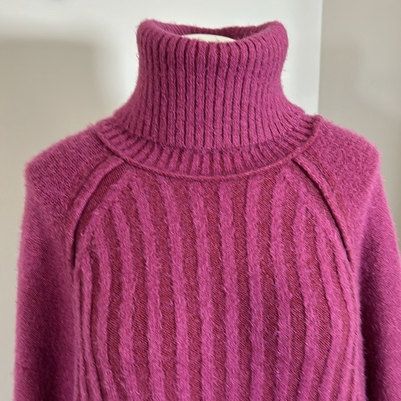 Free People Big City Turtleneck Sweater Mulberry Garnet Ribbed Oversized Sz XS - Picture 5 of 14